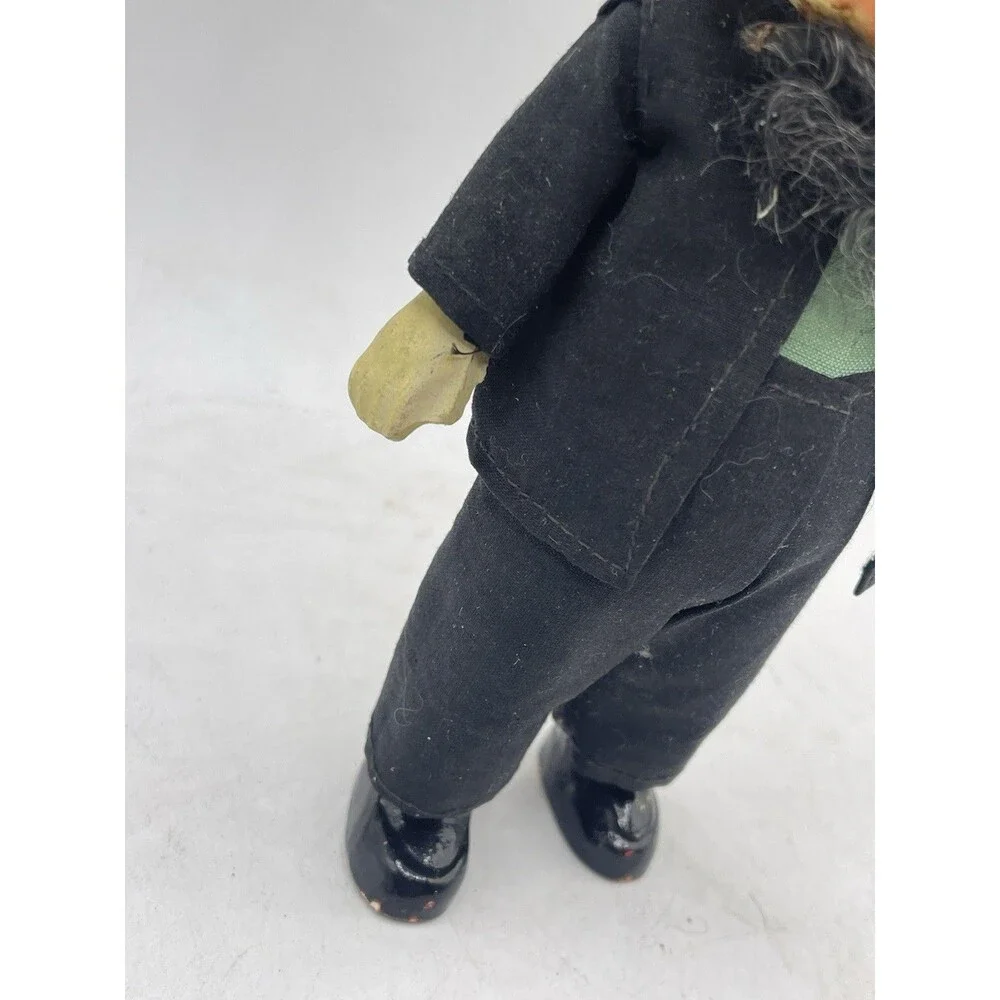 Vintage 7” Amish Man Ceramic Porcelain Doll w/ Black Outfit & Beard Handpainted